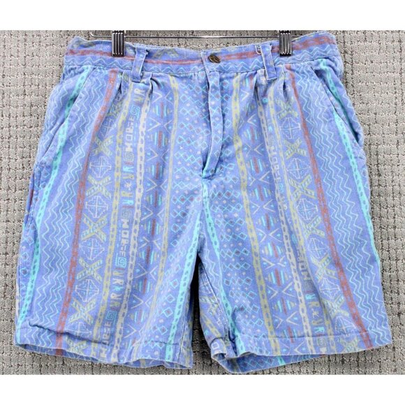 Vintage Hobie Shorts Mens Small S Blue AOP Retro 80s Pattern Cotton Rare - Picture 1 of 7